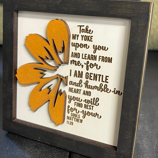 Inspirational Bible Verse Wall Art - Take my yoke upon you and learn from me - Matthew 11:29