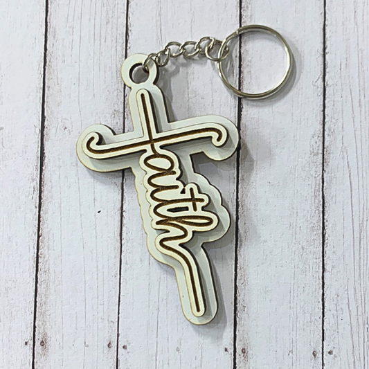 Faith Cross Keychain - set of 2